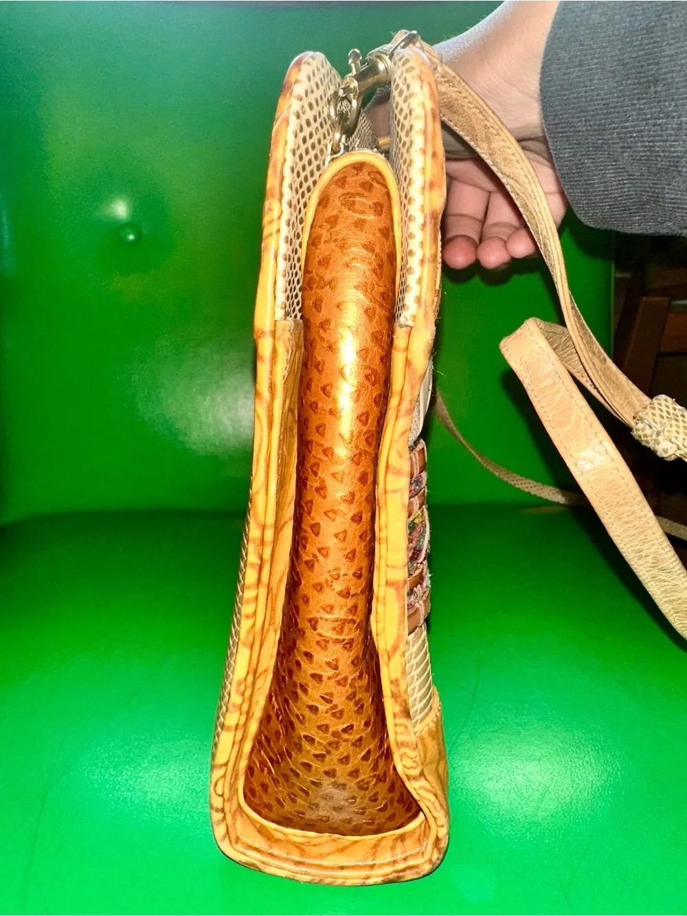 Sharif Vintage Tan & Beige Patterned Bag